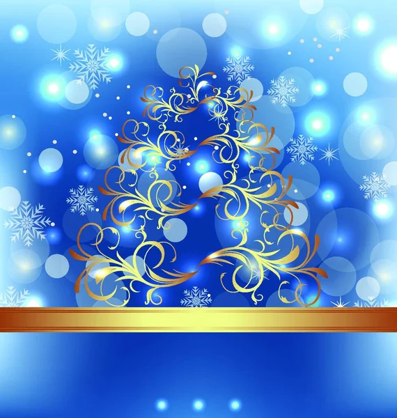 Tarjeta Celebración Ilustración Con Árbol Floral Navidad Abstracto Vector — Vector de stock