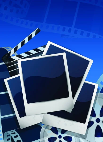 Cinema Achtergrond Met Fotoframe Blauwe Kleur — Stockvector