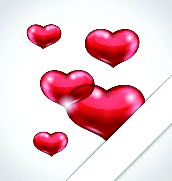 Abbildung Valentinstag Hintergrund Mit Set Herzen Vektor — Stockvektor
