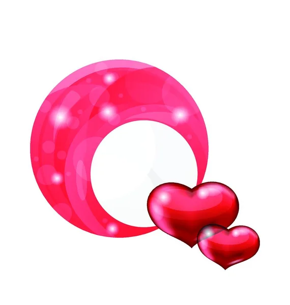 Abbildung Valentinstag Blase Mit Roten Herzen Vektor — Stockvektor