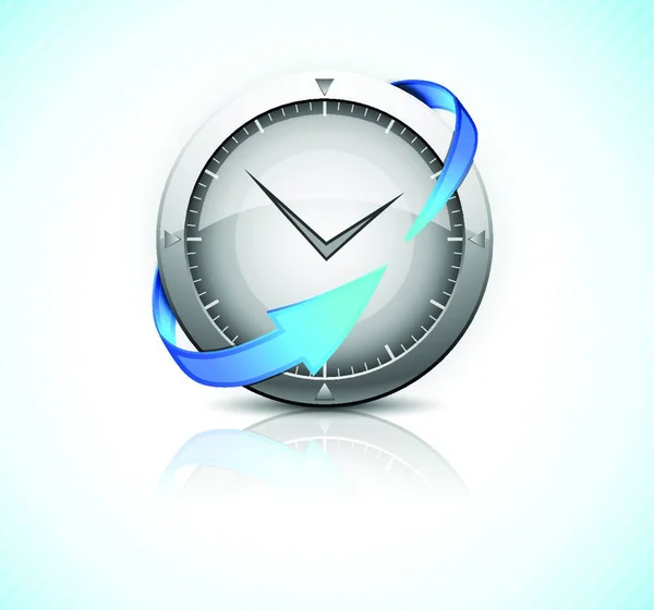 Horloge Métal Avec Flèche Bleue Icône Détaillée — Image vectorielle
