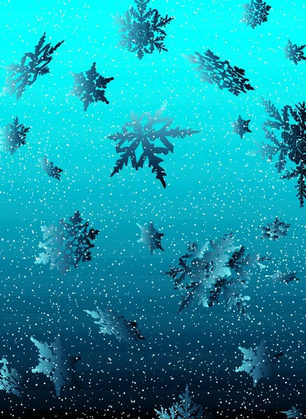 Blå Och Vitt Snöfall Bakgrund Med Vinter Himmel Idealisk Jul — Stock vektor
