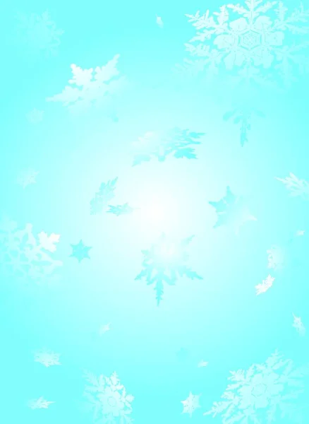Jemné Sněhové Vločky Pozadí Světle Azurové Bílé Ideální Umístit Text — Stockový vektor