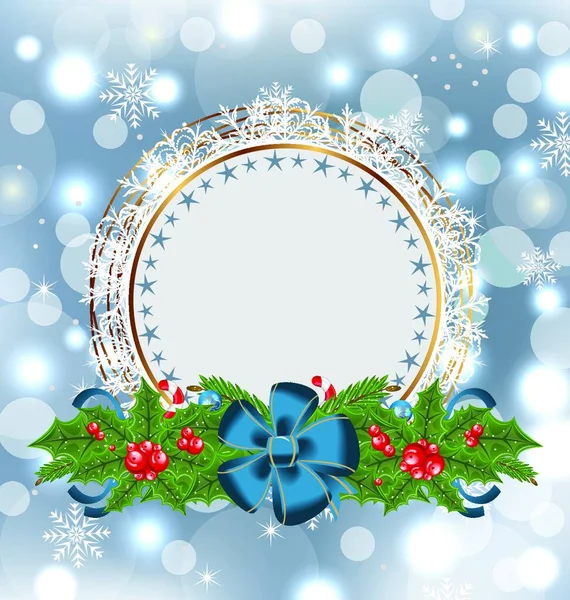 Illustration Décoration Noël Avec Carte Vœux Vecteur — Image vectorielle