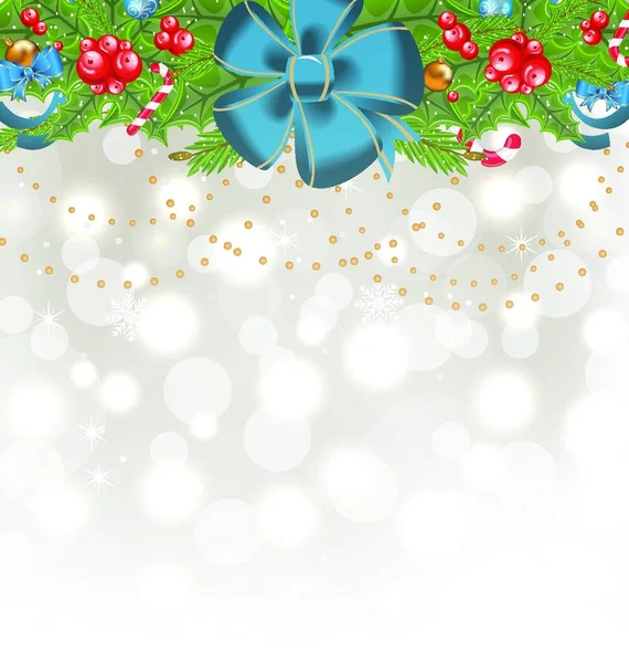 イラストクリスマスの輝きの背景と休日の装飾 ベクター — ストックベクタ