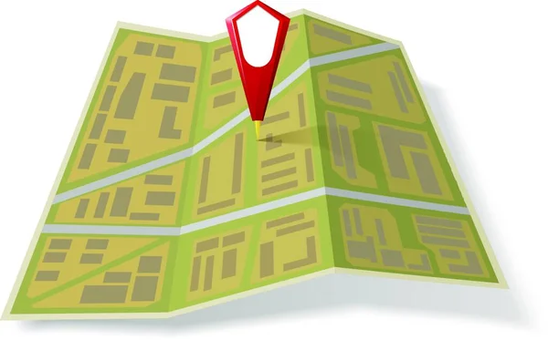 Mapa Rua Com Ponteiro Vermelho —  Vetores de Stock