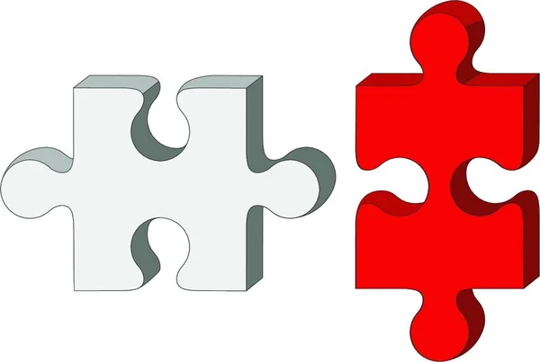 Vektor Puzzle Rot Und Weiß — Stockvektor