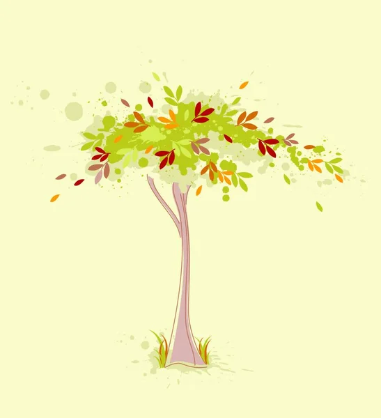 Χρωματισμένο Διανυσματικό Δέντρο Φθινοπώρου Φόντο Grunge — Διανυσματικό Αρχείο