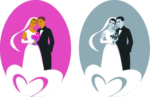 Numaralı Renkli Düğün Çifti — Stok Vektör