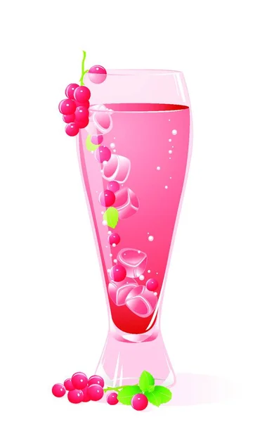 Glas Med Dryck Bär Och Isolerad Vit Bakgrund — Stock vektor