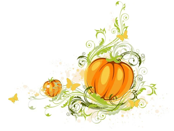 Halloween Citrouille Ornement Floral Sur Fond Blanc — Image vectorielle