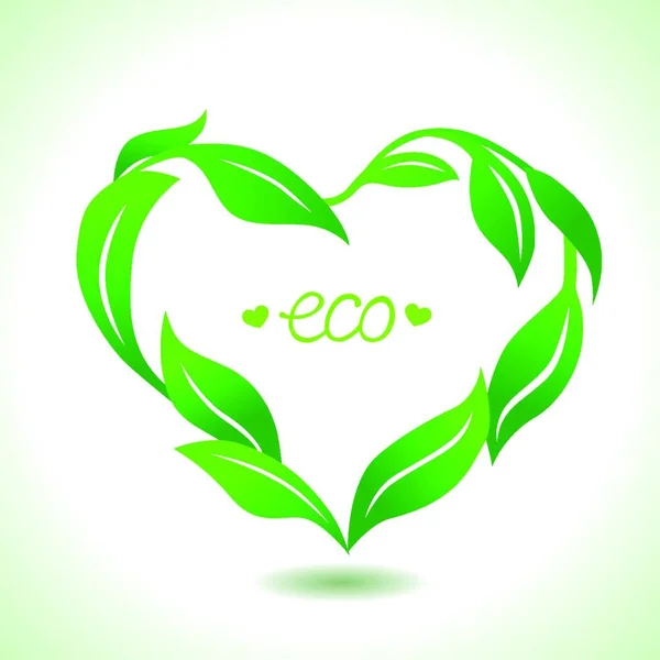 Векторна Рамка Серця Зеленого Листя Концепція Екології — стоковий вектор