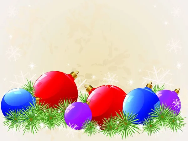 Φόντο Χριστουγεννιάτικο Δέντρο Και Μπάλες — Διανυσματικό Αρχείο
