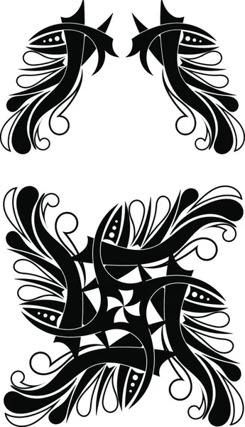 Elegant Svart Vit Tribal Tattoo Design — Stock vektor