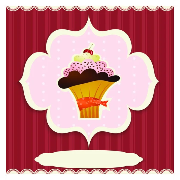 Vintage Card Cupcake — Stock Vector