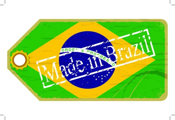 Vintage Etikett Mit Der Flagge Brasiliens — Stockvektor