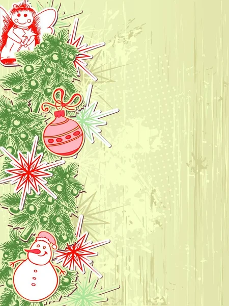 Vintage Vector Weihnachten Hintergrund Mit Weihnachtsbaum — Stockvektor