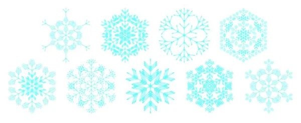 Serie Fiocchi Neve Decorativi Vettore — Vettoriale Stock