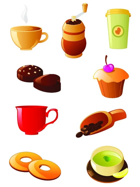 咖啡和茶图标集 — 图库矢量图片