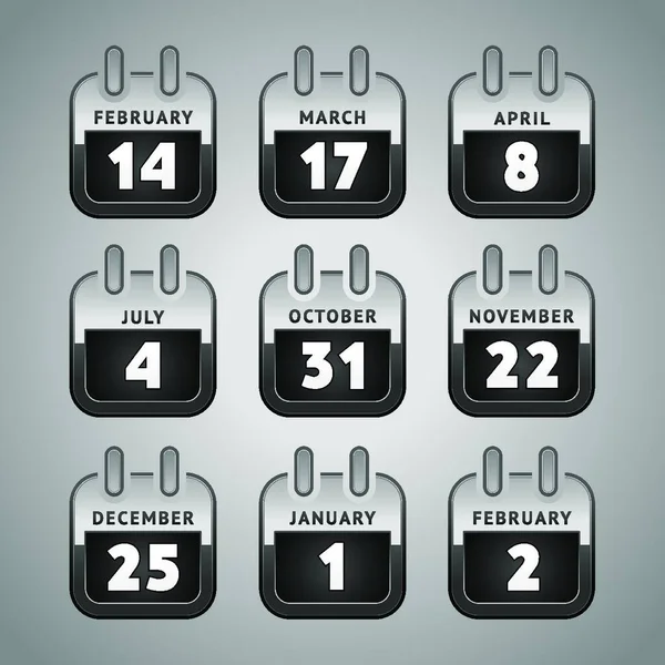 Web Kalender Symbole Setzen — Stockvektor