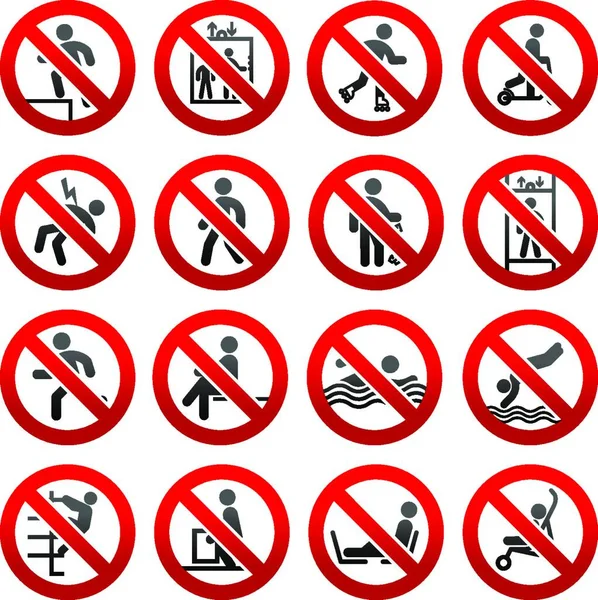 Signos Prohibidos Establecer Iconos — Archivo Imágenes Vectoriales