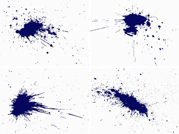 Conjunto Quatro Inkblot Vetorial Elementos Desenhados Mão Grunge Design — Vetor de Stock