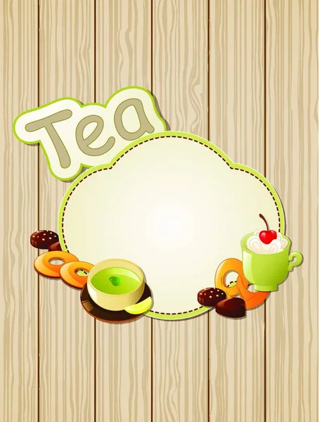 Çay Etiketli Kurabiyeli Vektör Arkaplanı — Stok Vektör