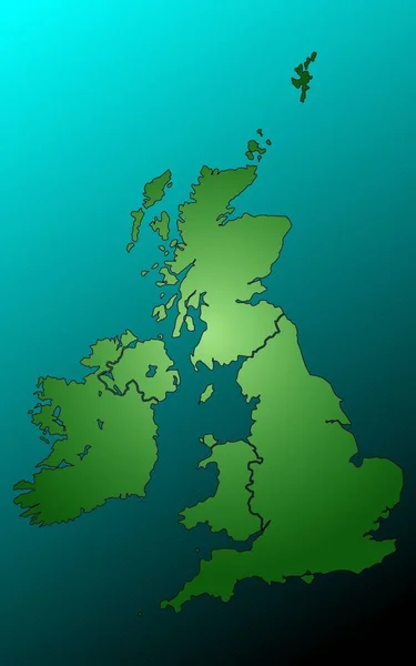 Birleşik Krallığın Mavi Yeşil Renkli Bir Çizimi — Stok Vektör