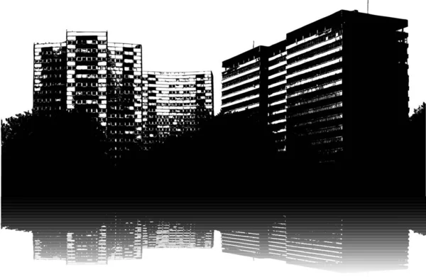 Illustration Une Scène Urbaine Noir Blanc Avec Vie Verticale — Image vectorielle