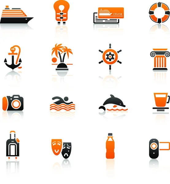 Travel Vacation Recreation Icons Set — Stock Vector