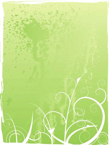 Abstract Floral Design Green Paint Daubs Background — Stock Vector