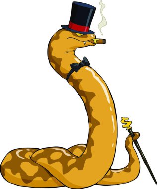 Rich boa in hat and cane vector illustration clipart