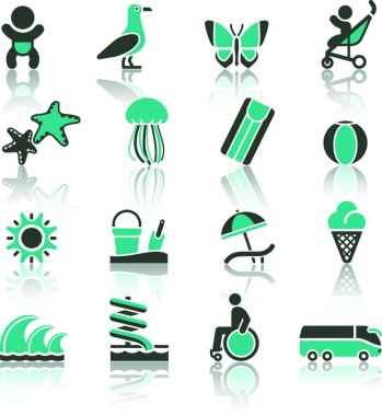 Tourism, Recreation & Vacation, icons set. clipart