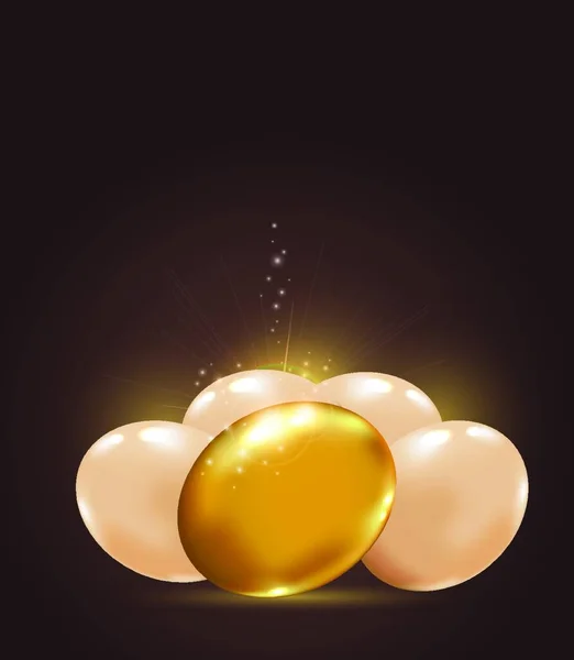 Bersinar Vektor Latar Belakang Paskah Dengan Telur Emas - Stok Vektor
