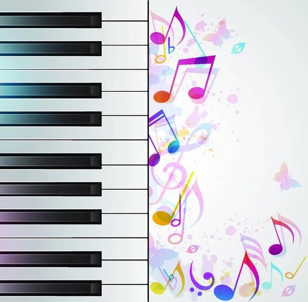Vektor Musikhintergrund Mit Klavier Und Noten — Stockvektor