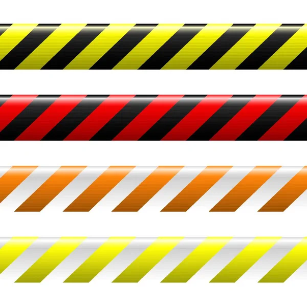 縞模様の異なる色の警告テープ4枚を集め — ストックベクタ