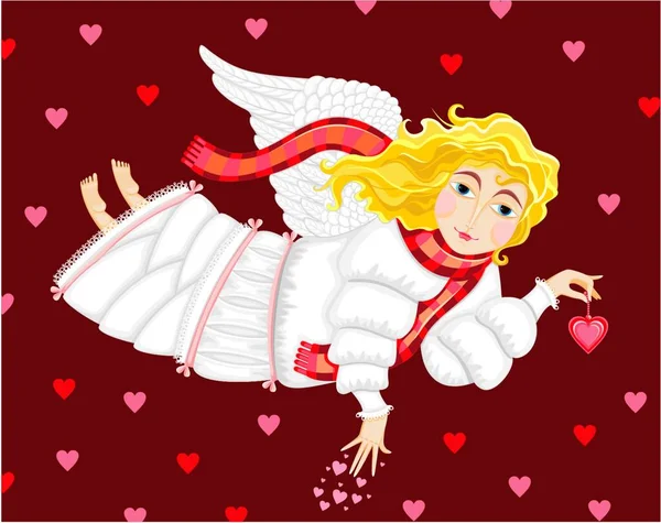 Angel Heart Hand Valentines Day — Stock Vector