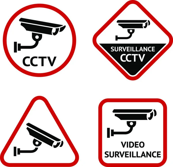 Telecamera Sicurezza Impostare Etichette Adesive — Vettoriale Stock