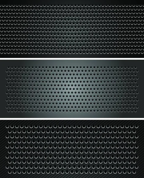 Set Metallic Perforated Sheet — Stock Vector