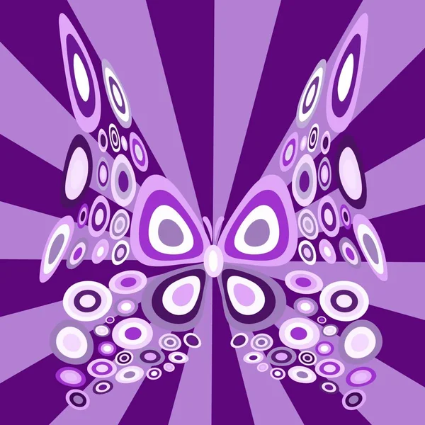 Ilustración Vectorial Mariposa Estilizada Con Formas Círculo Retro Diseño — Archivo Imágenes Vectoriales