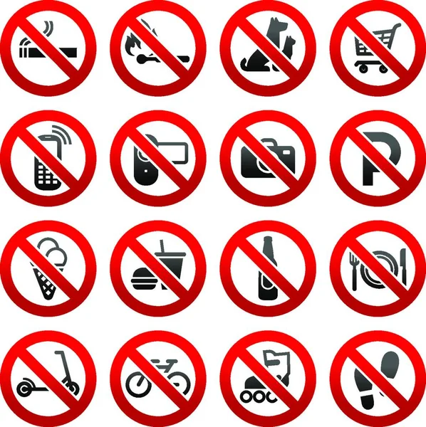 Set Icons Prohibited Symbols Shop Signs — Stock Vector