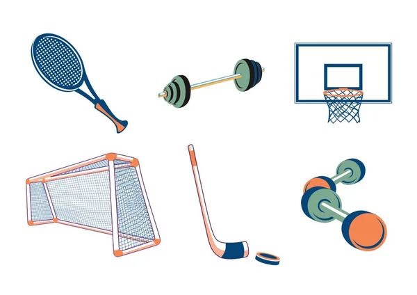 Векторная Иллюстрация Иконок Элементов Дизайна Связанных Спортом Футболом Баскетболом Теннисом — стоковый вектор