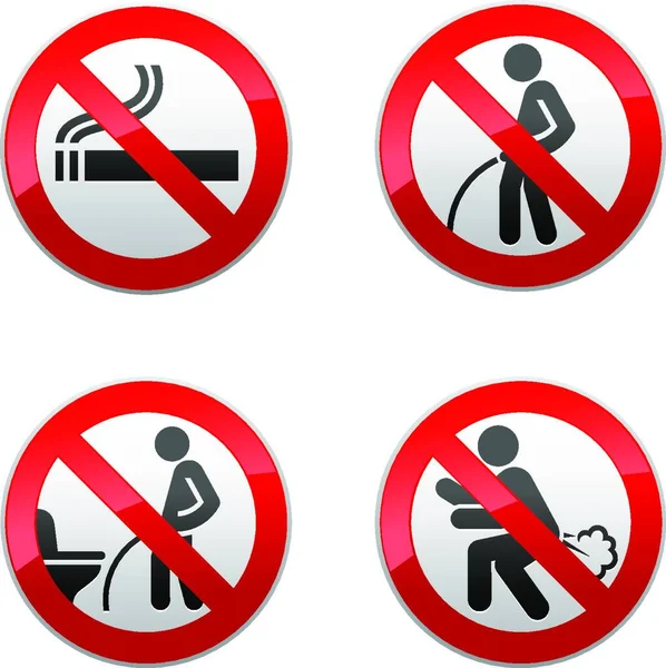 Set Prohibited Signs Toilet Stickers — Stock Vector