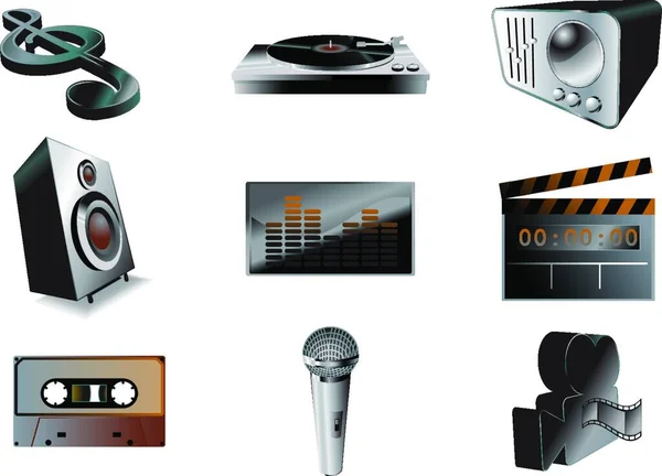Vector Illustration Music Audio Icon Set You Can Use Your — 스톡 벡터