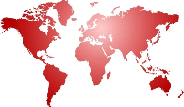Illustratie Van Een Wereldkaart Met Een Rood Wit Radiaal Verloop — Stockvector