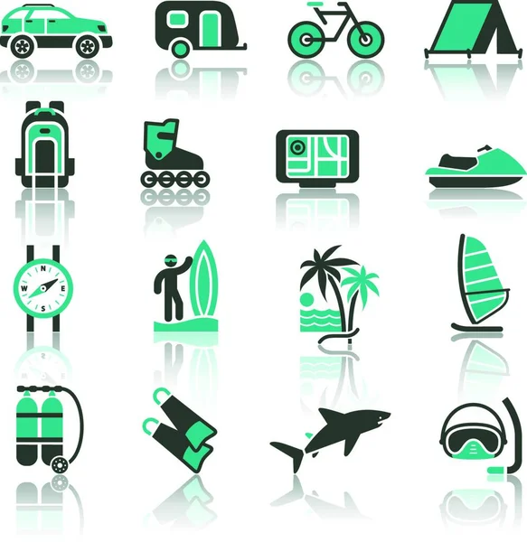 Vacation, Recreation & Travel, icons set.