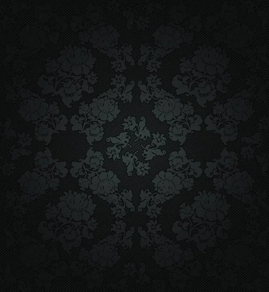 Corduroy Dark Background Gray Flowers Texture Fabric — Stock Vector