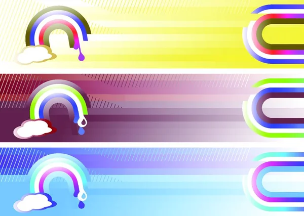 Illustration Vectorielle Trois Bannières Web Rainbow — Image vectorielle