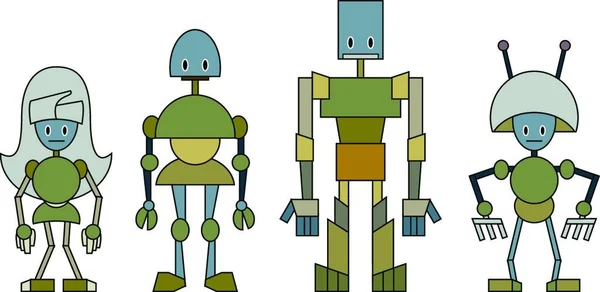 Vektorillustration Der Lustigen Cartoon Roboter Familie — Stockvektor