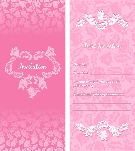 Invitation Mariage Ornement Fleurs — Image vectorielle